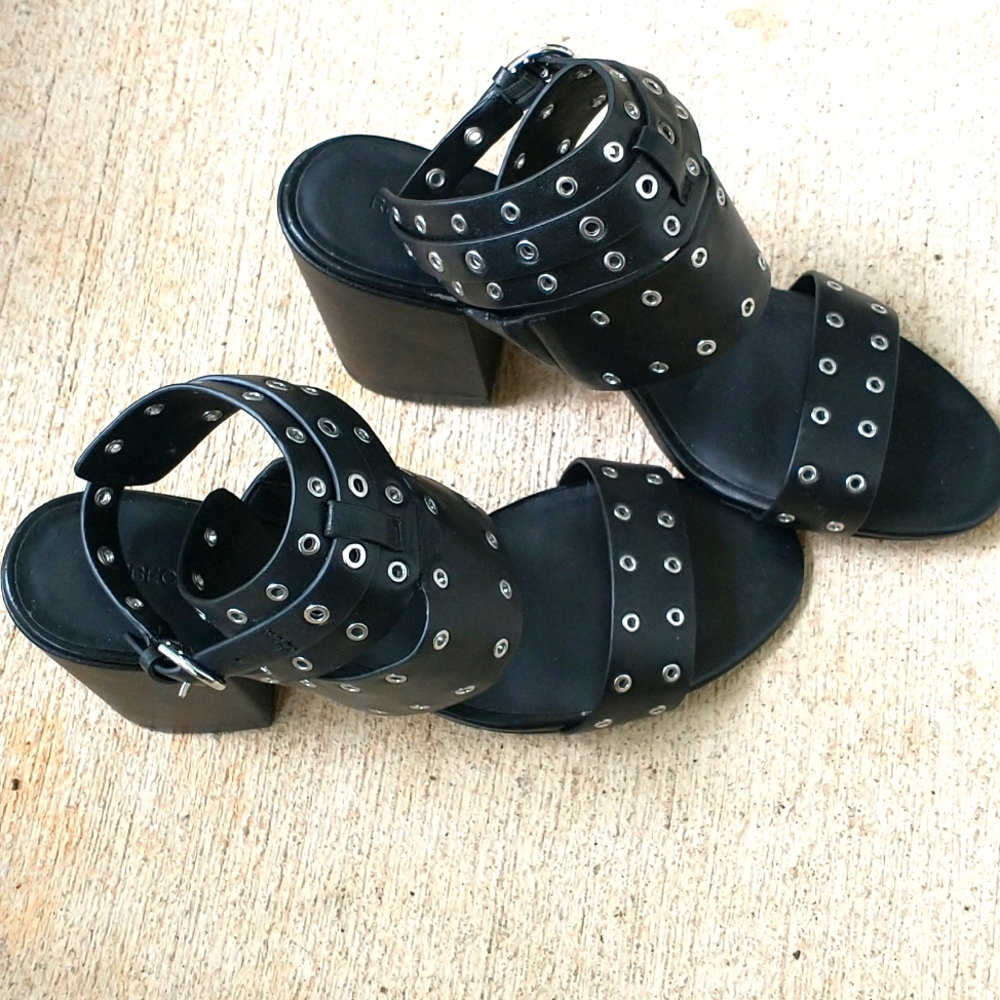 Rebecca Minkoff Black Leather Sandals - Picture 2 of 12